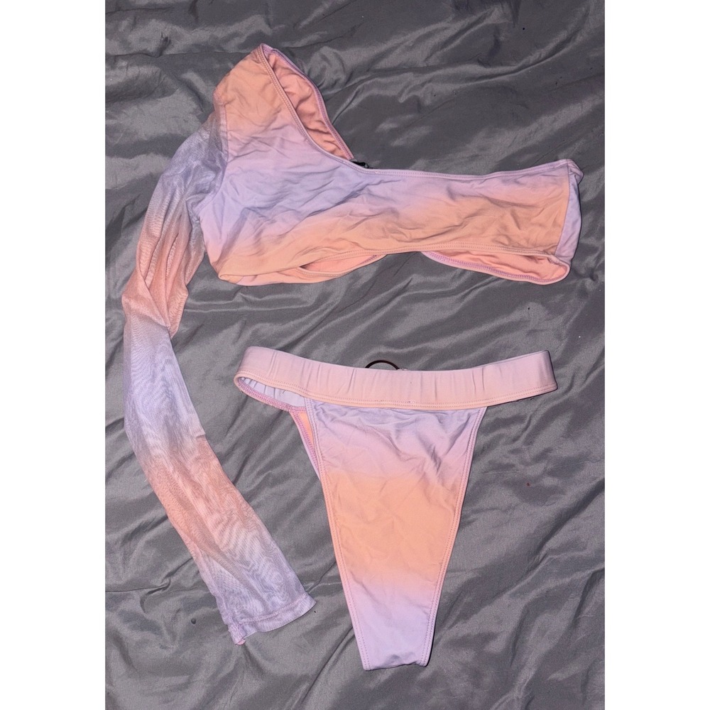 ICONSWIM One Shoulder Cutout O Ring‎ Pastel Ombré Bikini Set Size L - Picture 4 of 5